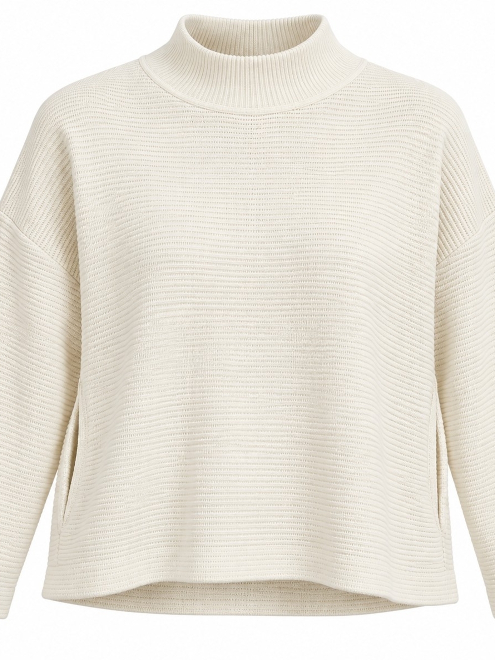 MADEWELL | Cream 100% Cotton Ribbed Mock Neck Boxy Pocket Sweater | L